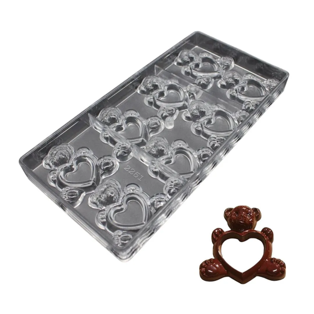 Molde para chocolate plástico oso con corazón – Central Gourmet MX