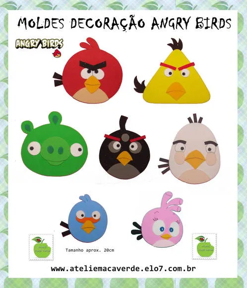 Molde Decoração Angry Birds | Ateliê Maçã Verde | Elo7