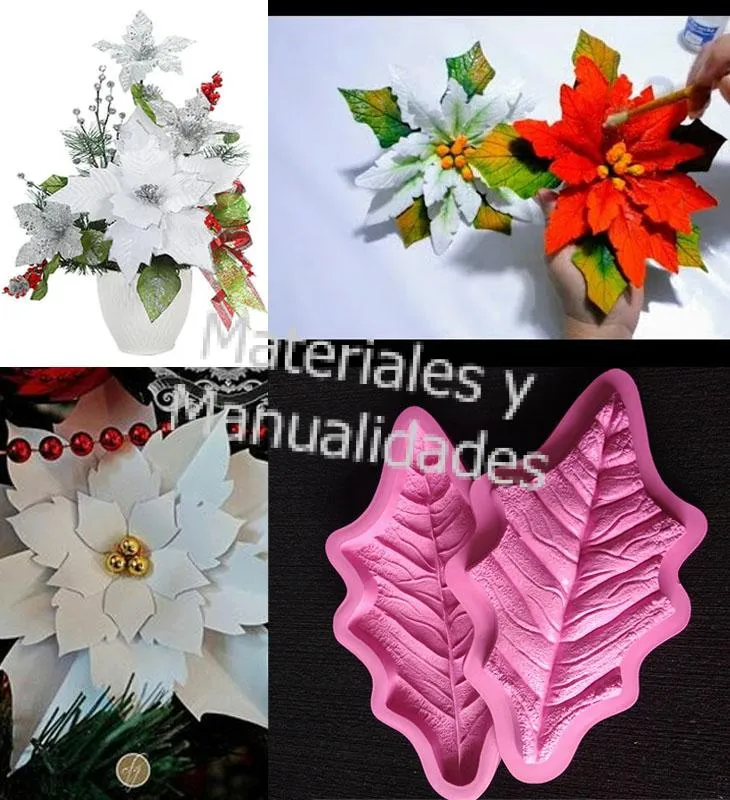 MOLDE GOMA EVA PARA FLORES ARTIFICIALES NAVIDAD, MATERIALES PARA  MANUALIDADES EN MASA FLEXIBLE FOAMY GOMA EVA PASTILLAJE Y DECORACIÓN DE  TORTAS