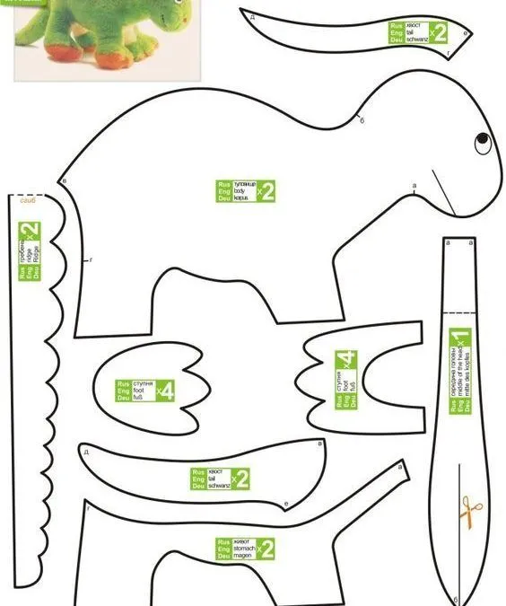 Molde gratis para hacer un dinosaurio de goma eva • Manualidades con Foamy