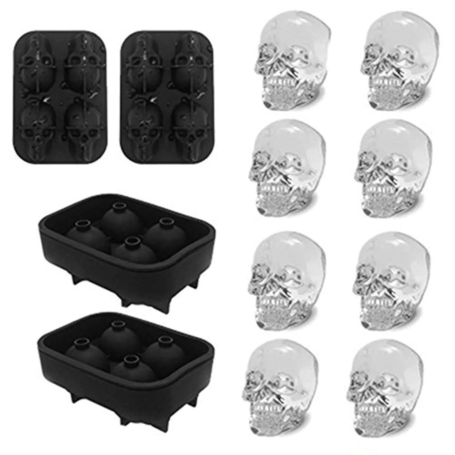 Molde para hielo 3D de calavera, fácil liberación de silicona, 8 bonitas y  divertidas calaveras de hielo para whisky, cócteles y bebidas de zumo,  color negro : Amazon.com.mx: Hogar y Cocina