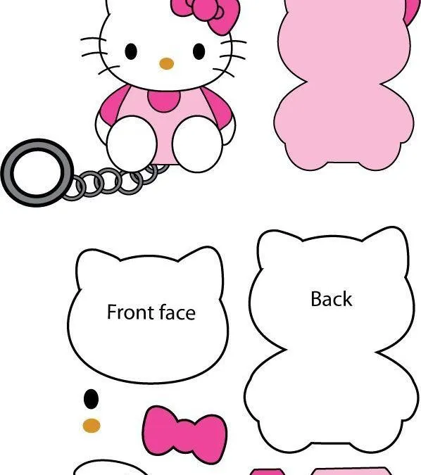 Molde para hacer un llavero de goma eva con forma de Hello Kitty | Hello  kitty, Felt crafts, Dolls handmade