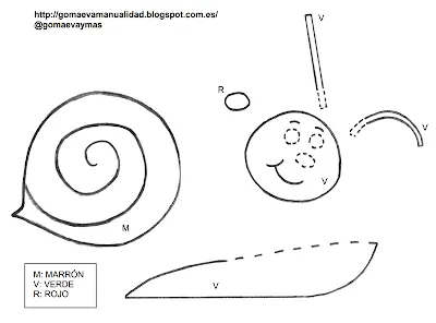 Goma Eva: Un simpático caracol - Molde