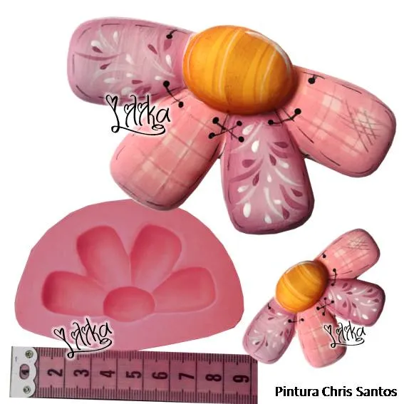 MOLDE MEIA FLOR COUNTRY - Molde de silicone Lindinha da Lilika