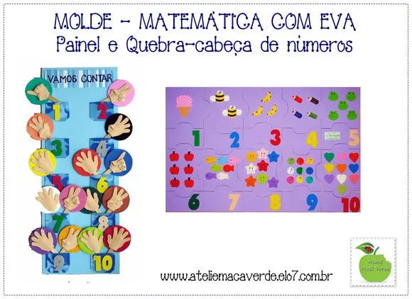 MOLDE PAINEL NUMEROS - QUEBRA-CABEÇA EVA | Ateliê Maçã Verde | Elo7