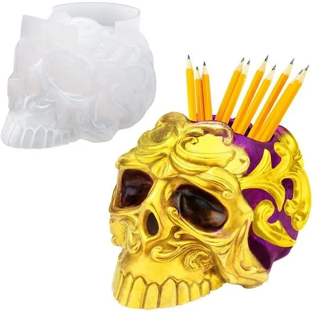 Molde de resina de calavera, moldes de resina para portalápices de calavera,  moldes de silicona de c LingWen | Walmart en línea