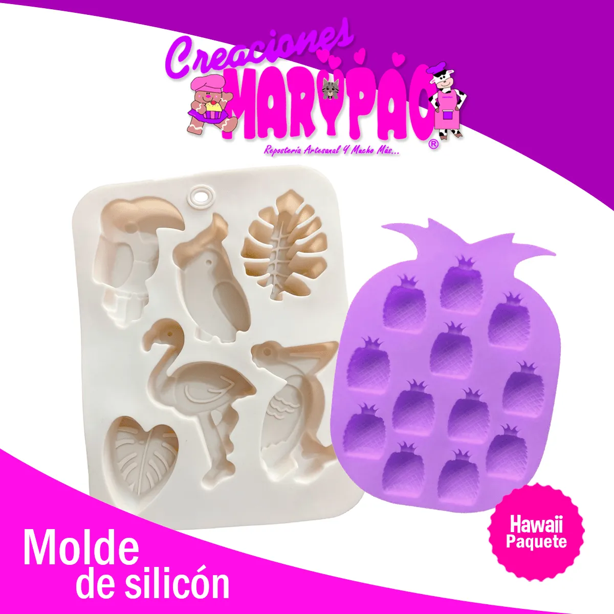 Molde De Silicón Hawaii Flamingo Tucán + Piña de Regalo – Creaciones Marypao