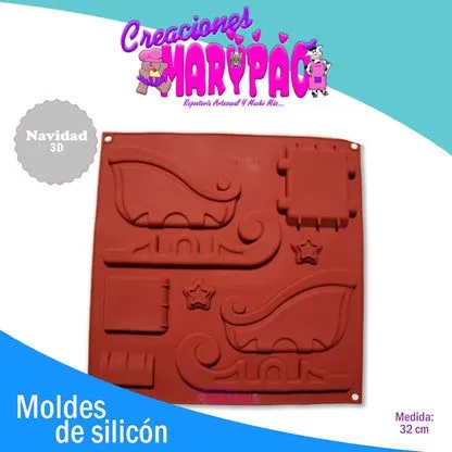 Molde Silicón Navidad 3D Trineo Pino 2 Pzas – Creaciones Marypao