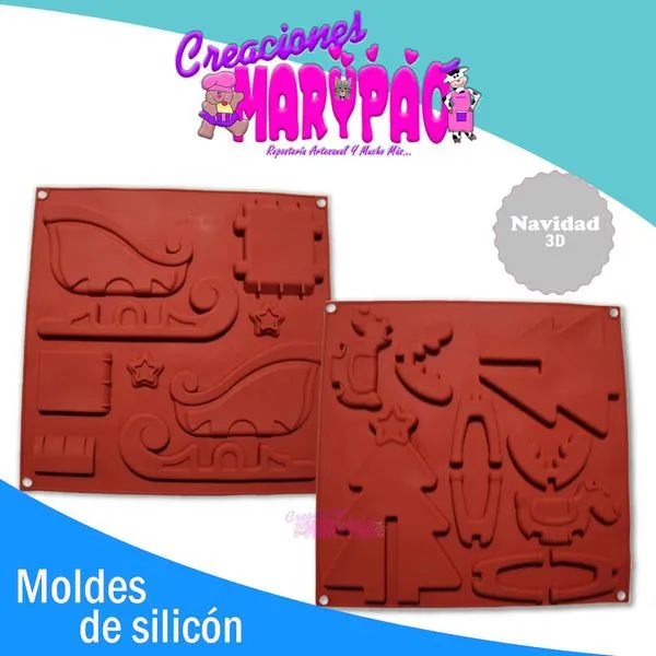 Molde Silicón Navidad 3D Trineo Pino 2 Pzas – Creaciones Marypao