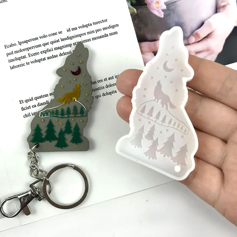 Molde de silicona para llavero en forma de Lobo, joyería de animales DIY,  colgante de mochila, molde de epoxi para teléfono móvil - AliExpress