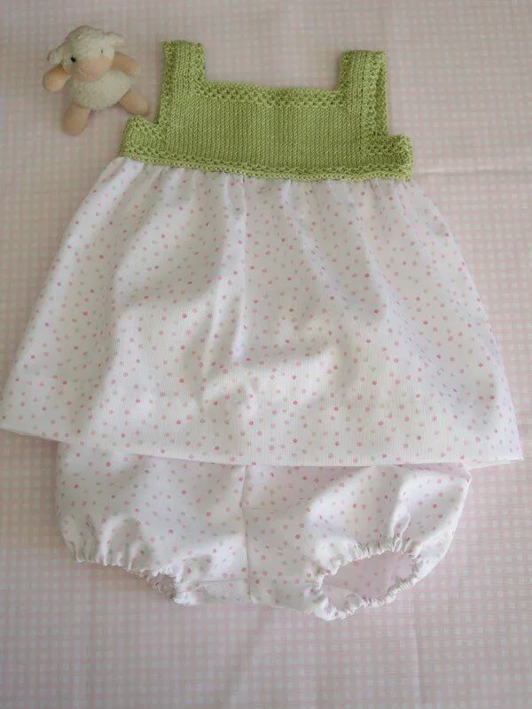 Vestido en talla 6 meses, realizado sin patrón, y bloomer publicado ...