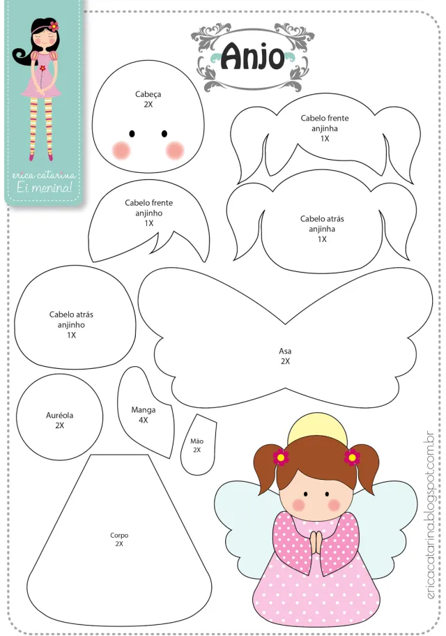 Moldes para hacer angelitos de fieltro | Felt crafts patterns, Felt crafts,  Felt christmas ornaments