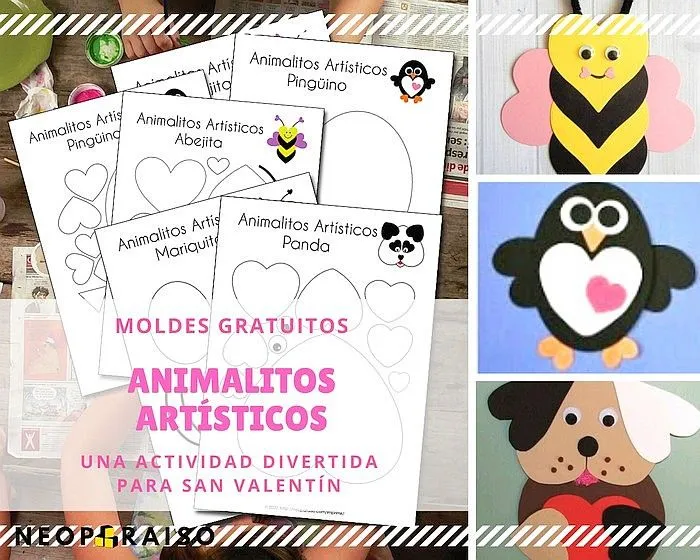 Moldes de Animalitos hechos con corazones