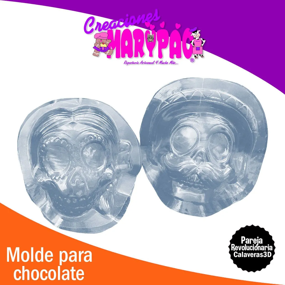 Moldes Calaveras 3D Pareja Revolucionaria Día de Muertos – Creaciones  Marypao