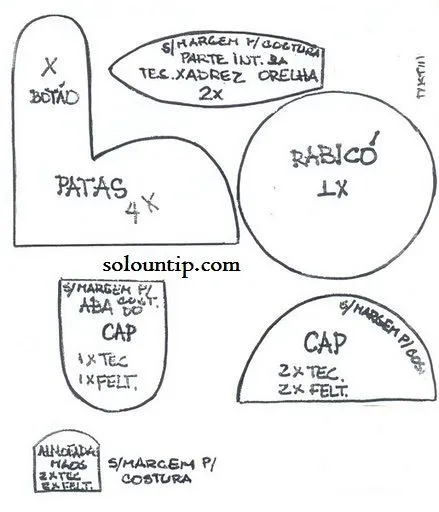 Moldes de conejito en tela