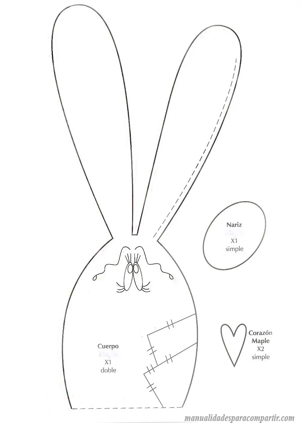 Moldes de conejos de pascua en goma eva - Imagui