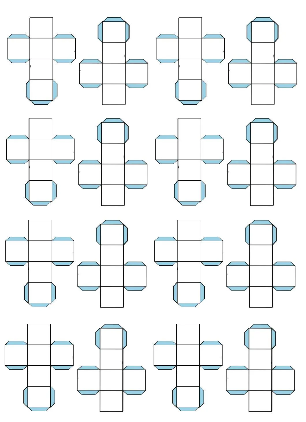 5 moldes de cubos en una hoja (2,4,6,9,12) « PARA JEFATURAS ...