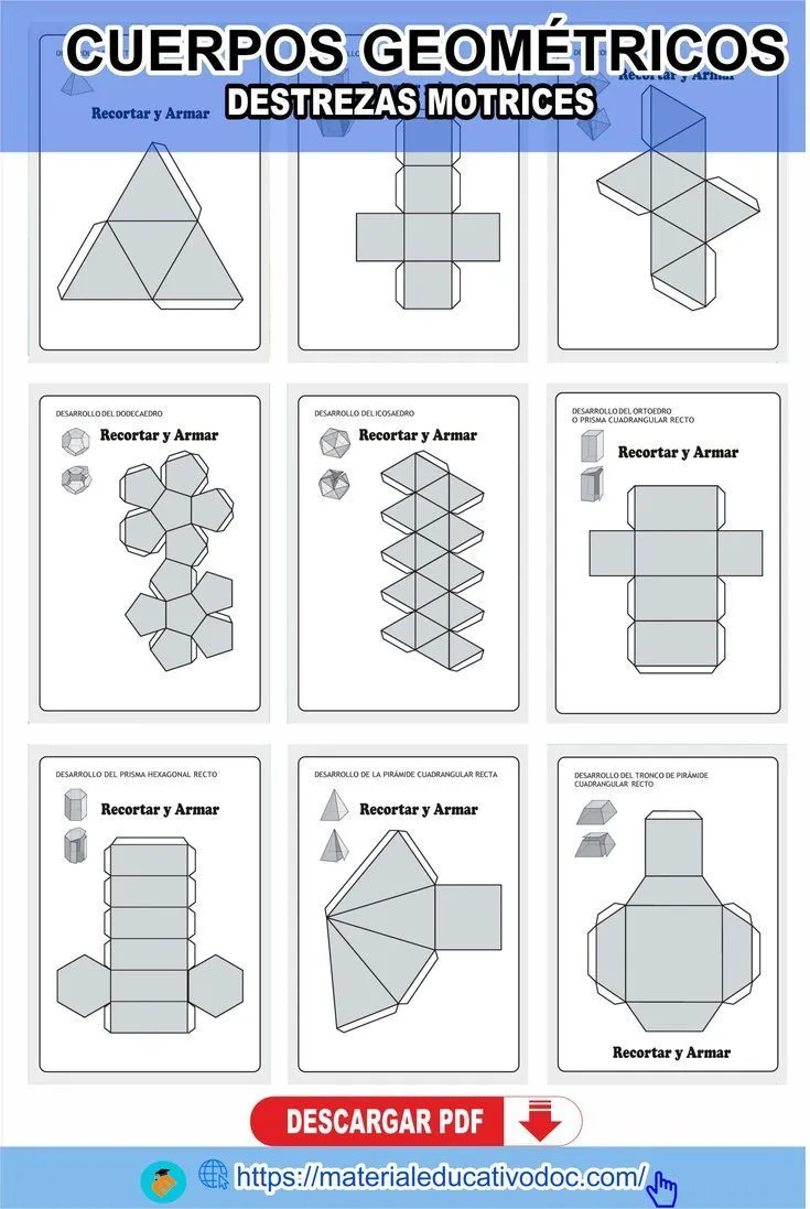 MOLDES CUERPOS GEOMÉTRICOS | Figuras geometricas para recortar, Geometrico, Figuras  geometricas para armar