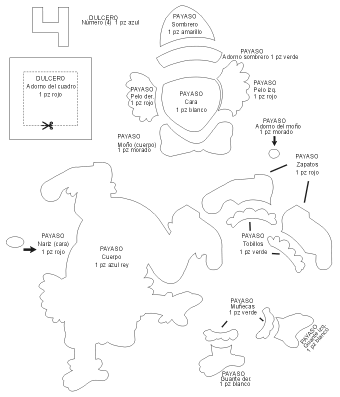 Moldes y Figuras de Sucha Foami: payasos