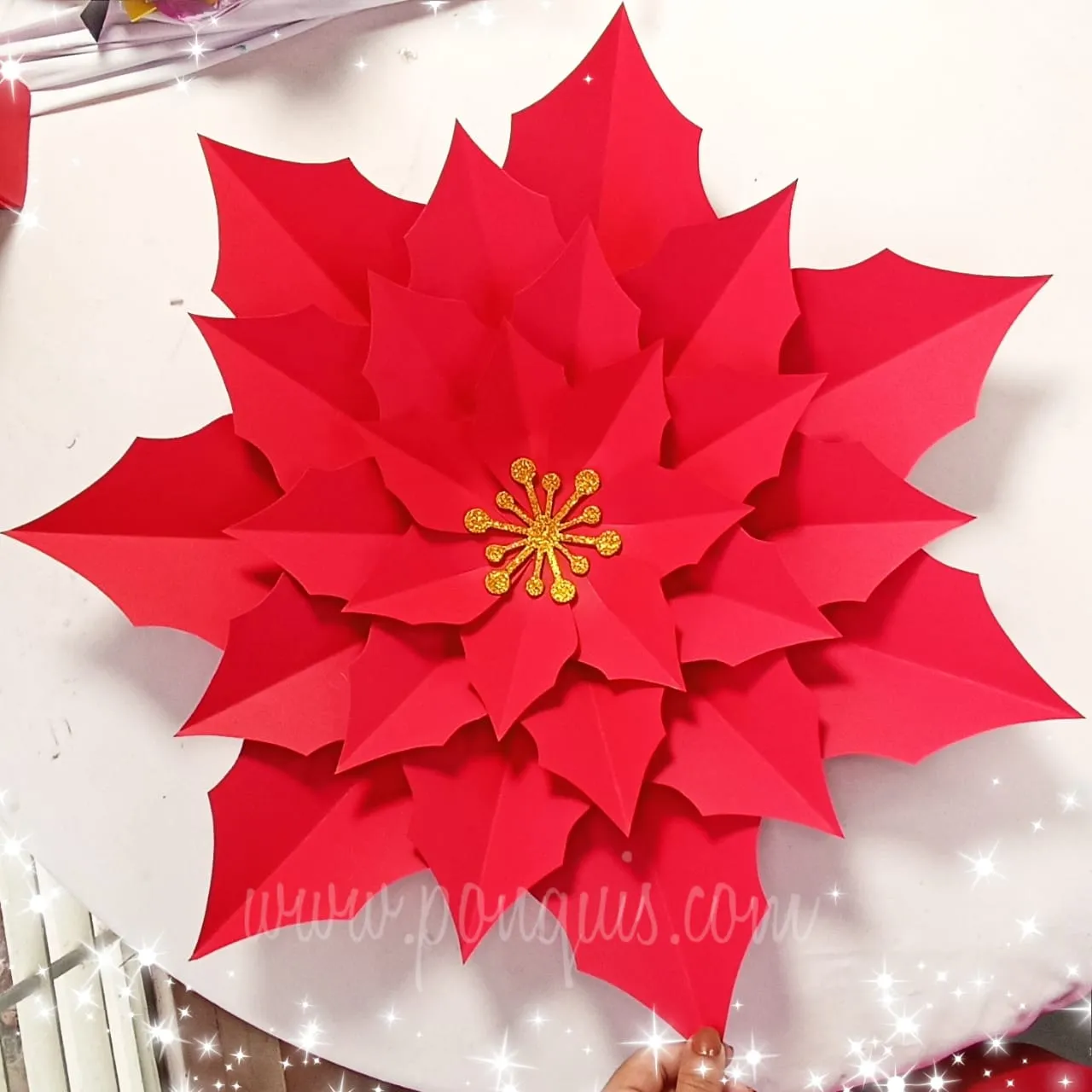 Moldes para realizar Flor en papel Cartulina para Navidad Roja – Galería  Ponquis