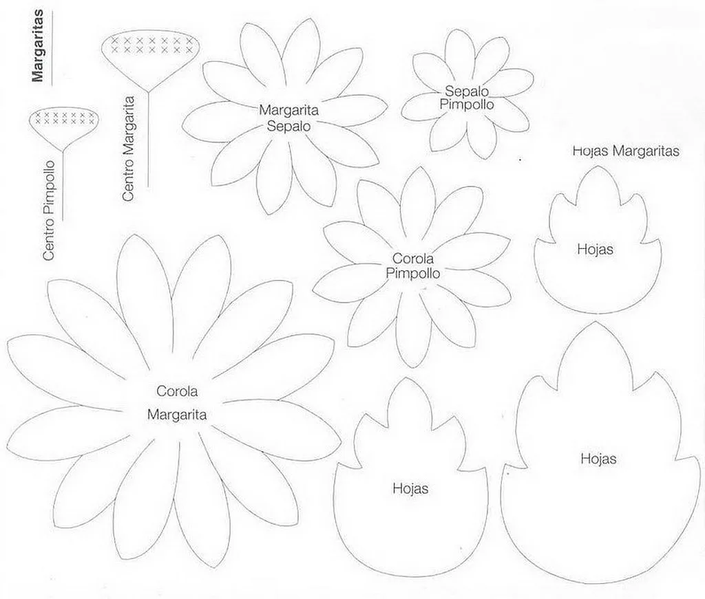 MOLDES FRISADORES para hacer FLORES con GOMA EVA: Plantillas para hacer  Flores con Goma Eva. Flowers 51-100