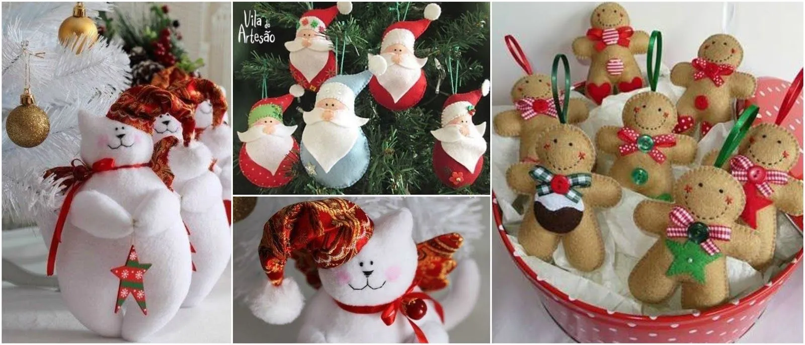 5 Moldes para hacer hermosos muñecos navideños en fieltro ~ Belleza y  Peinados