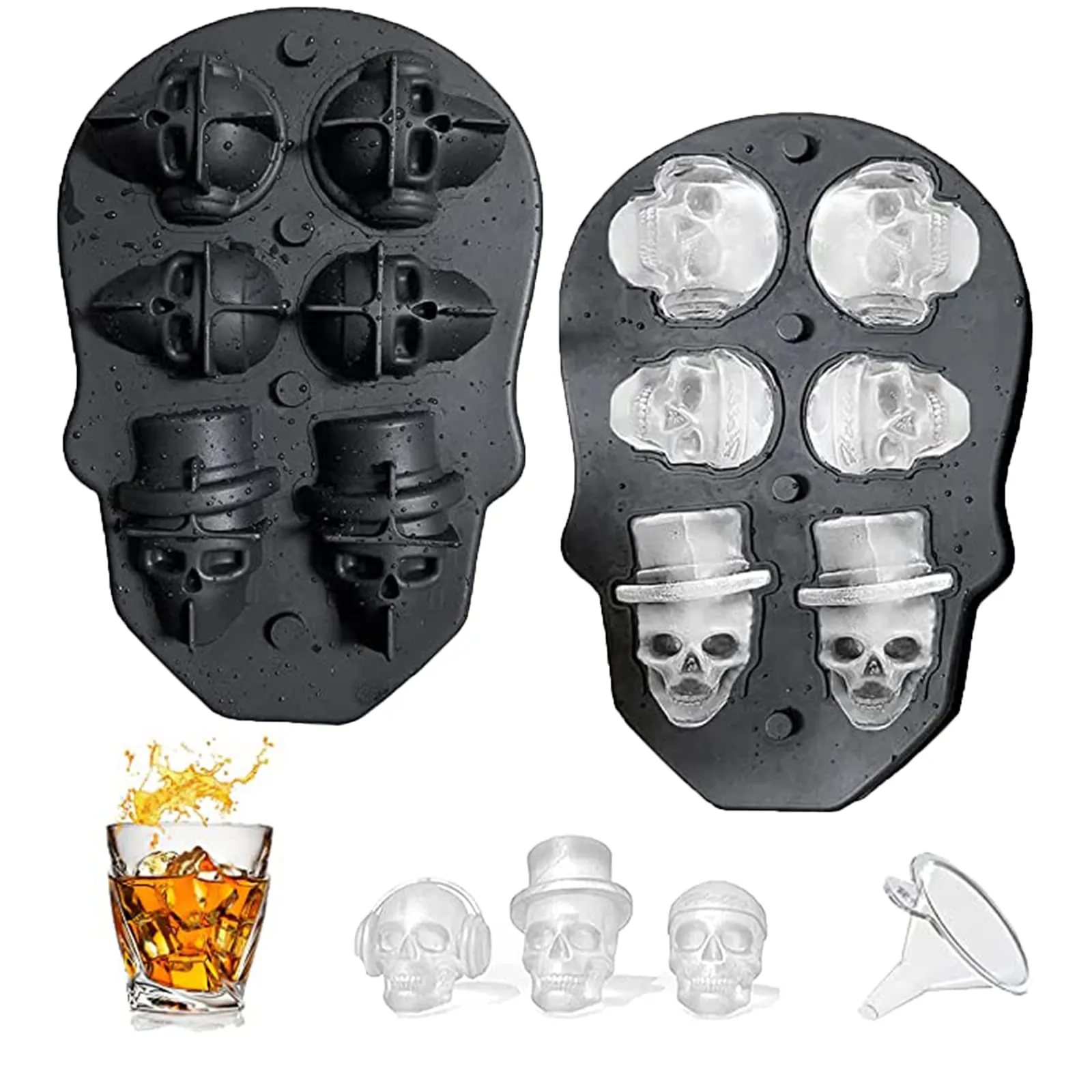 Moldes para Hielo Calavera Silicona 6 Tiles 3D Bandeja,Molde para Hielos  Fácil Liberación,Gran Fabricante de Cubos de Hielo, para  Whisky,Coctelería,Bares, Cumpleaños, Regalos : Amazon.com.mx: Hogar y Cocina