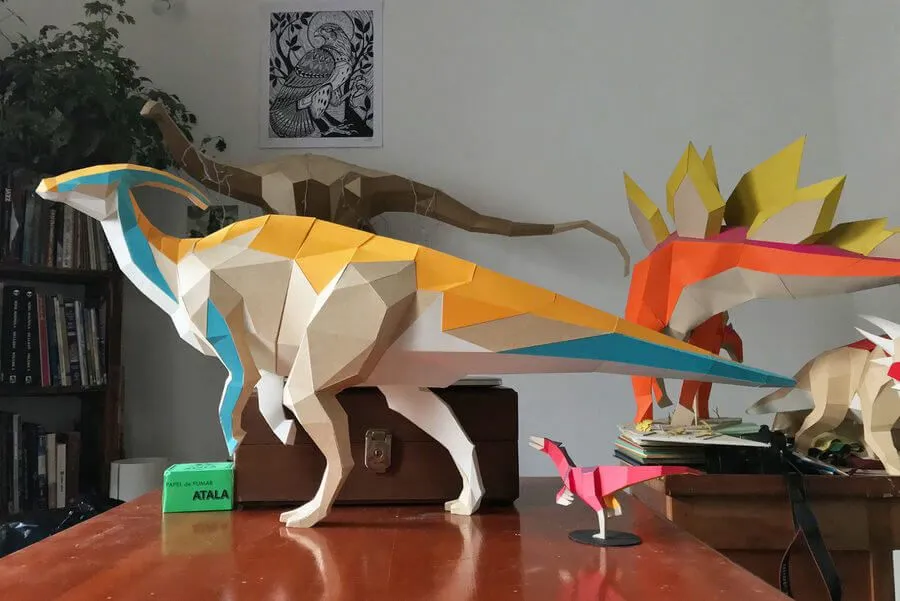 Moldes para imprimir y armar dinosaurios en 3D con papel