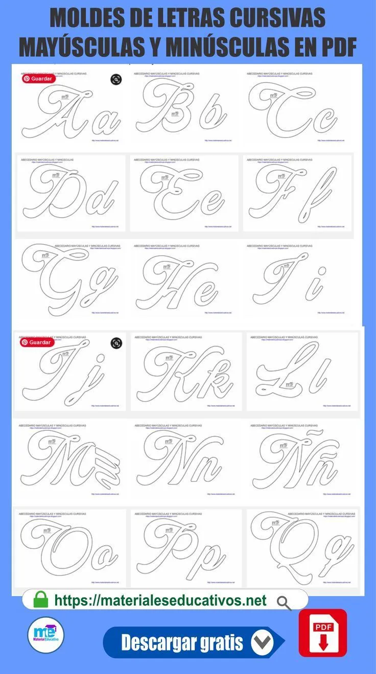 MOLDES DE LETRAS CURSIVAS MAYÚSCULAS Y MINÚSCULAS EN PDF | Moldes de letras,  Letras cursivas, Moldes de letras cursiva