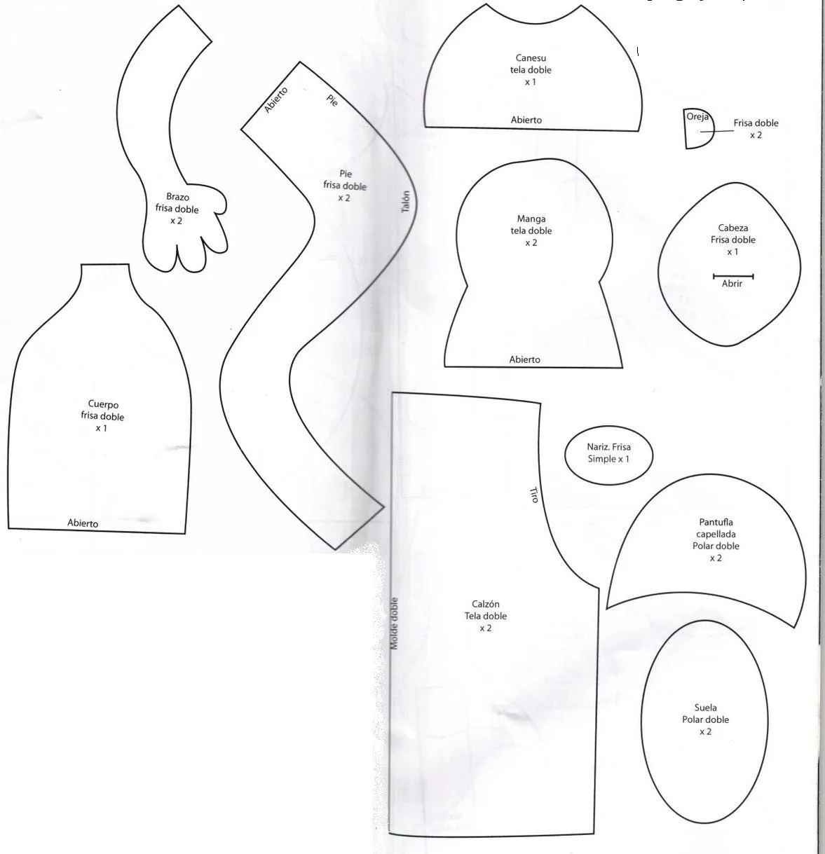 Moldes para monos de tela - Imagui