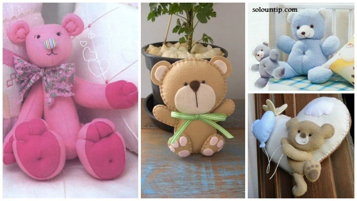 8 Moldes de tiernos ositos para coserlos en fieltro o en peluche ~  Mimundomanual