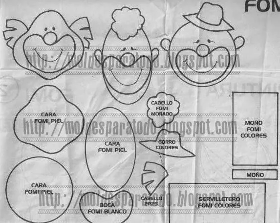 Moldes para Todo: - Figuras de Payasos -