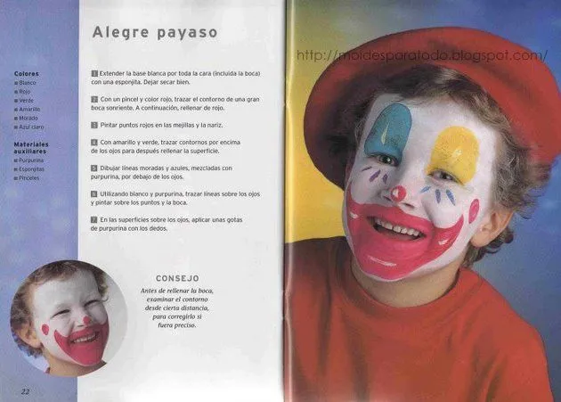 Moldes para Todo: * Maquillaje alegre payaso