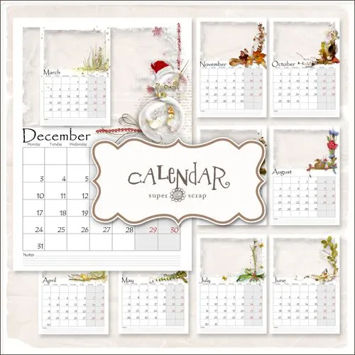 Molduras: Frames Calendário Ano 2012 - (PNG, PSD)