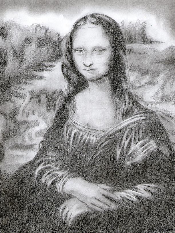 la monalisa de leonardo da vinchi en carboncillo no terminado aun ...