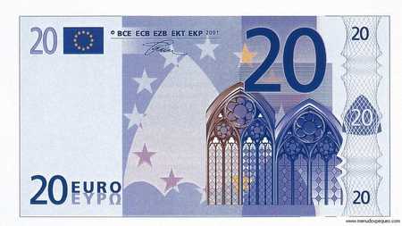 Monedas y billetes de euros para imprimir