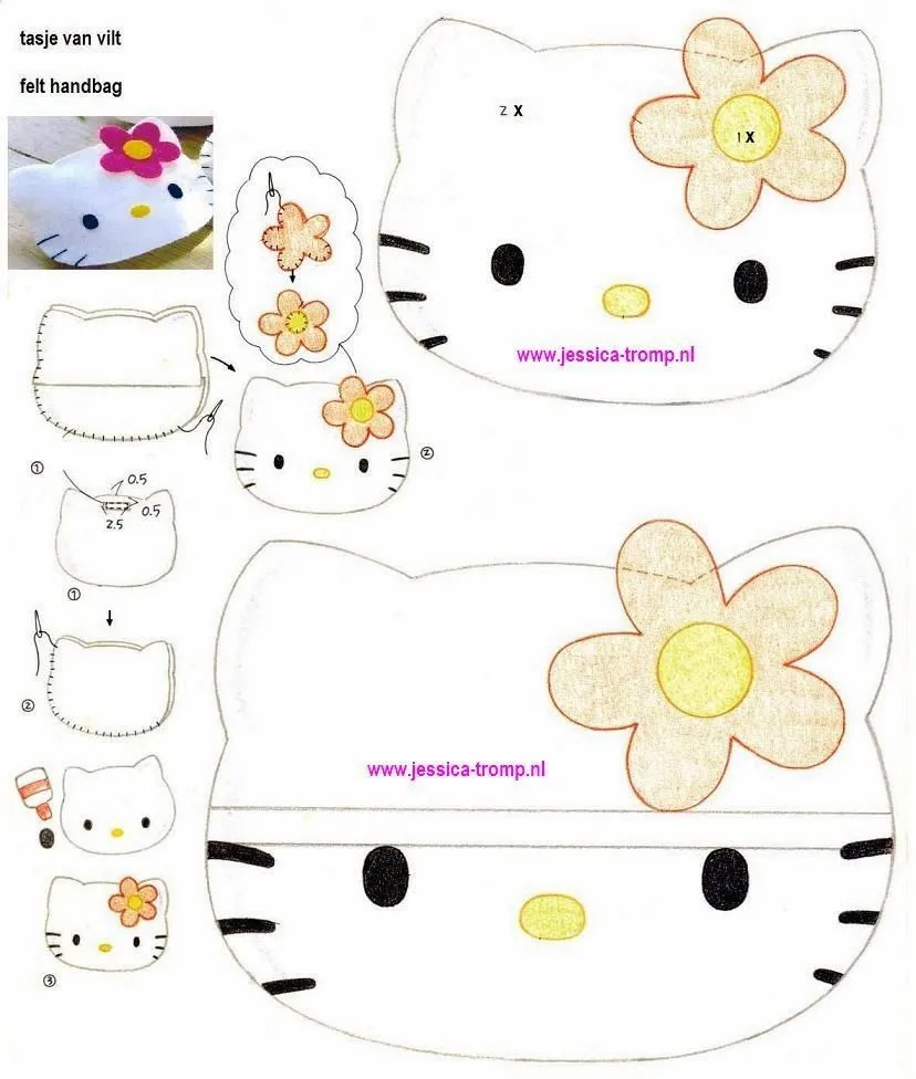 Monederos de Hello Kitty. Tutorial con plantilla. - Ideas y material gratis  para fiestas y celebraciones Oh My Fiesta!