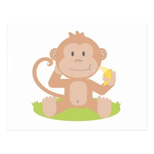 Mono lindo del bebé del dibujo animado que sienta postal | Zazzle