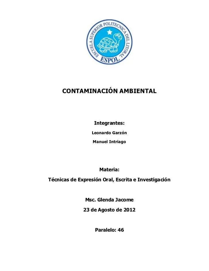 Monografía contaminación ambiental