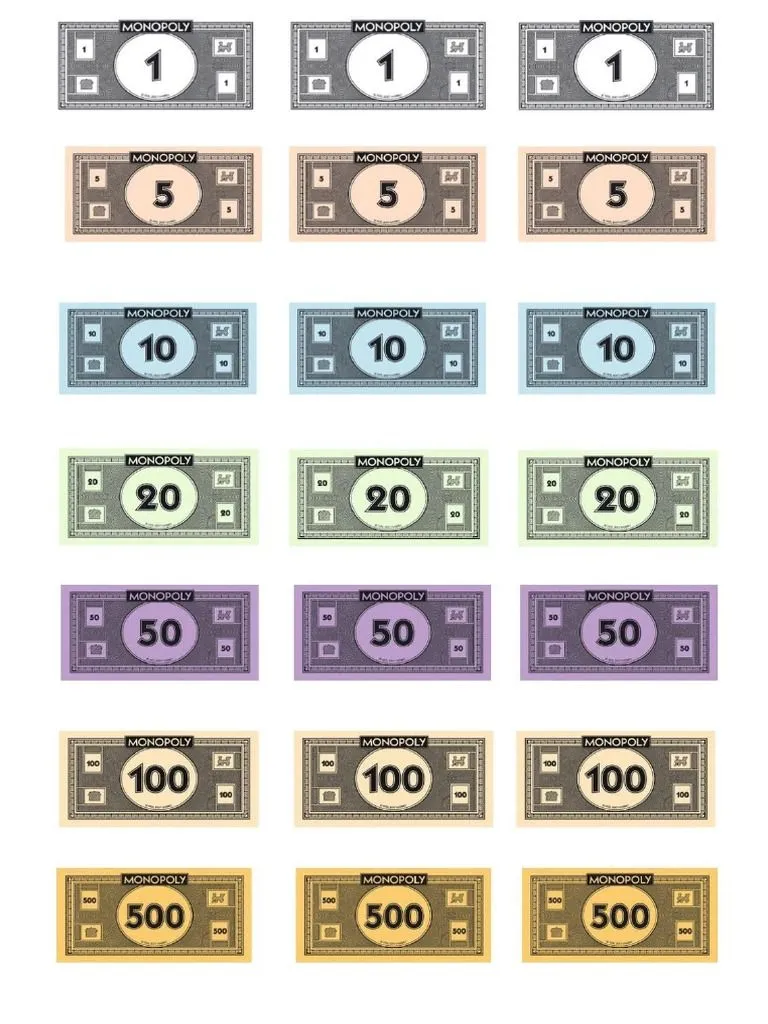 Monopoly Billetes Imprimir Nuevos | PDF