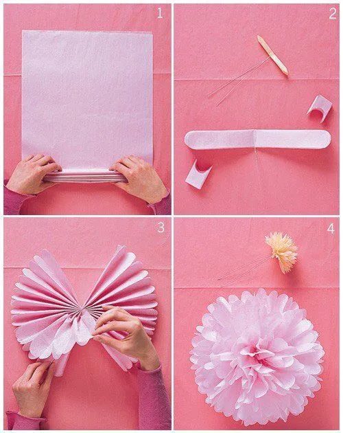 Moños de papel crepé | Diy party decorations, Tissue pom poms, Tissue paper  pom poms