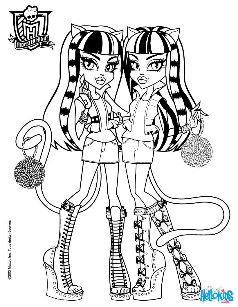 MONSTER HIGH coloring pages - Werecat's sisters