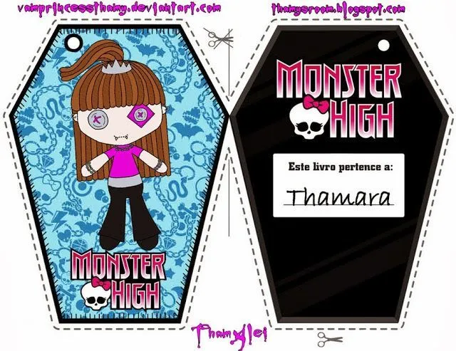 Monster High: marcapáginas para imprimir gratis. 3 modelos ...