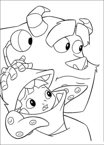 Sulley Will Protect Boo coloring page | Super Coloring