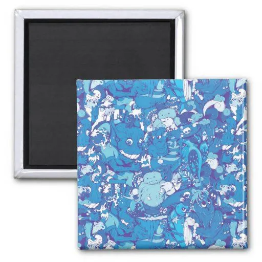 Monstruos azules imán cuadrado | Zazzle