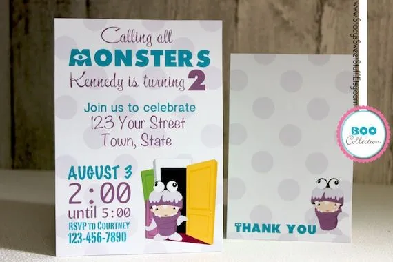 Monstruos Inc Boo invitación del cumpleaños por StacysSweetStuff