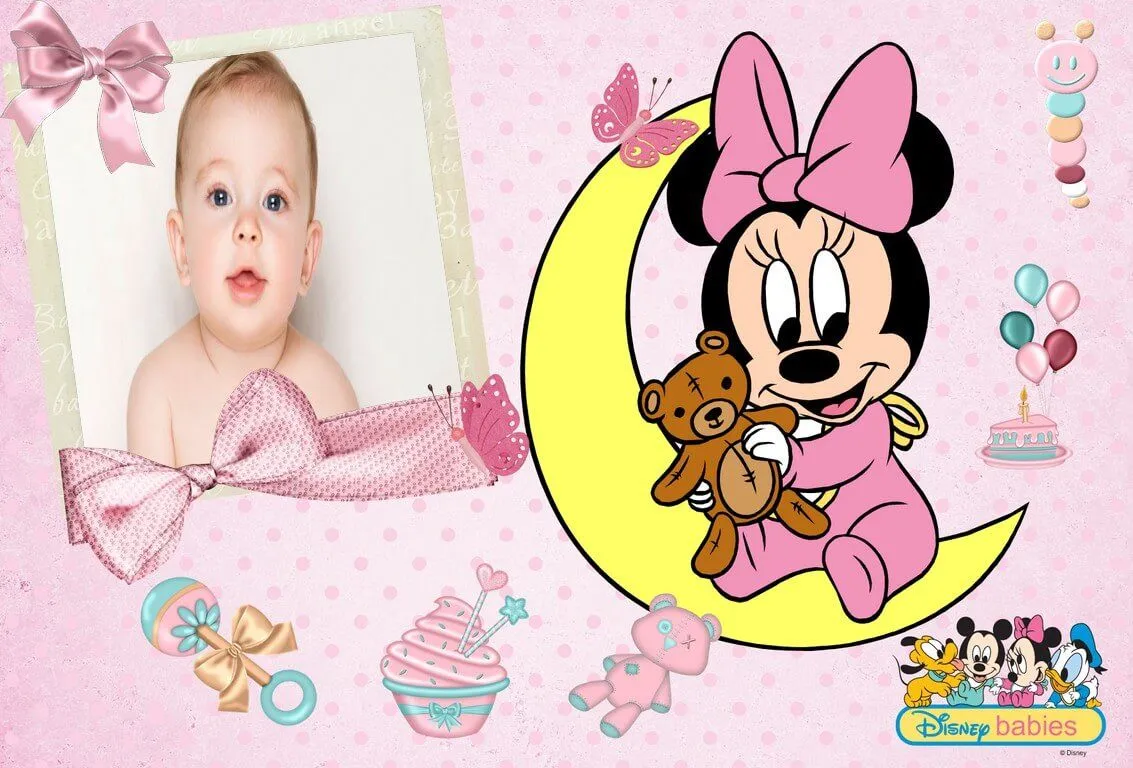 Montagem de fotos | Bebê | Disney Babies Moldura de Foto Minnie ...