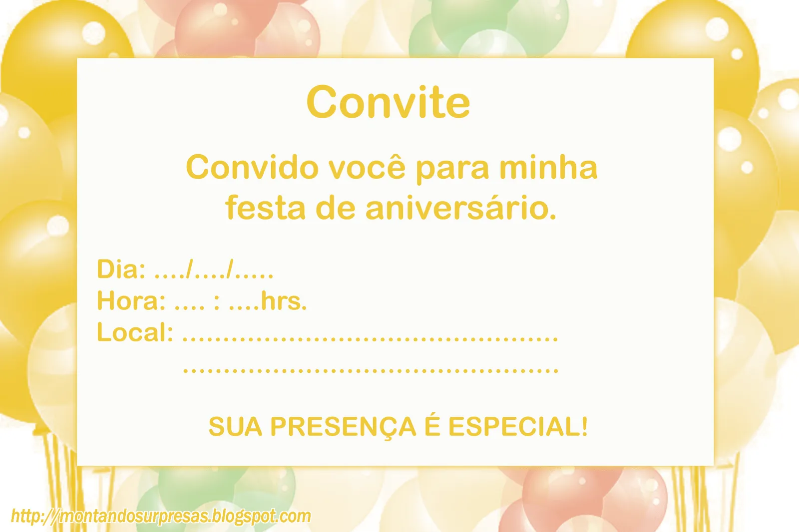 Montando Surpresas: Convite aniversário gratuito