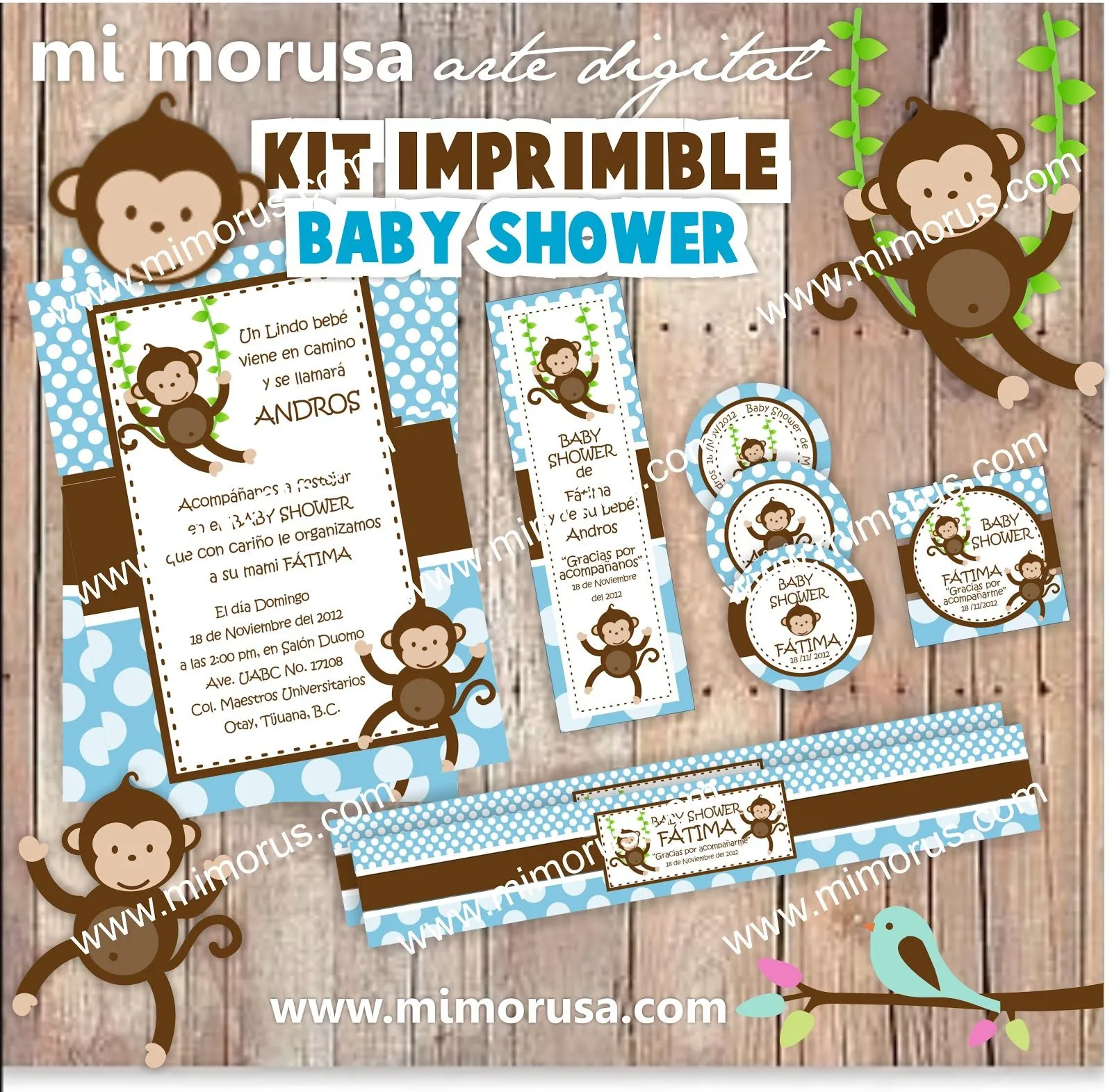 MI MORUSA Arte Digital: Kit Imprimible Baby Shower Changuitos