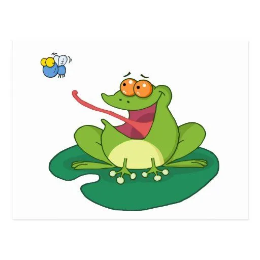 Mosca de cogida de la rana del dibujo animado tarjetas postales ...